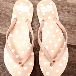 Kate Spade light pink and white polka dot flip flops